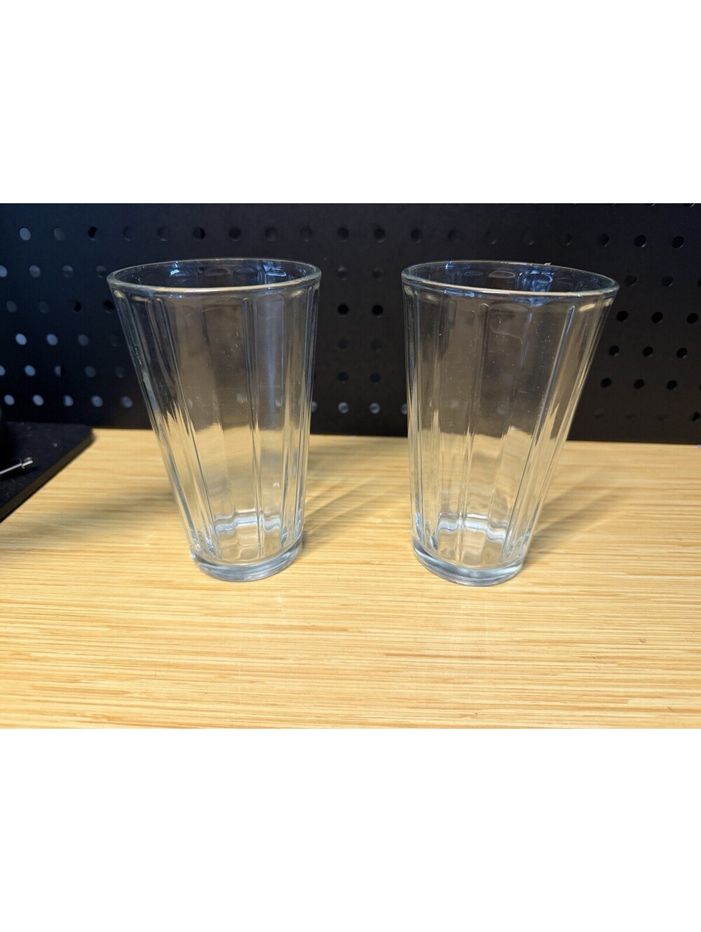 Libbey Tall Paneled Clear Highball Glass Tumbler 6” Tall Set of 2 Ribbed